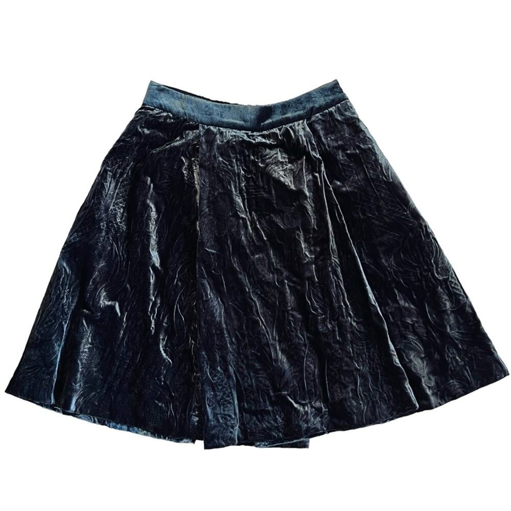 Alberta Ferretti Women’s Sz 4 Silk Floral Velvet Full Skirt Limited Edition